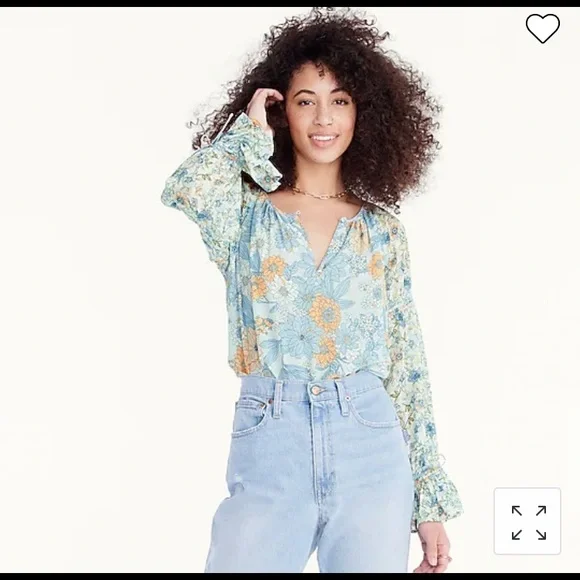 J Crew Blue Floral Top - Picture 2 of 8